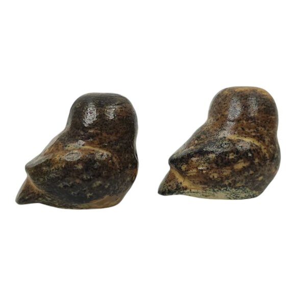 Napcoware Import Miniature Owls Vintage 60s Ceramic Speckled Stoneware Figurine - Picture 8 of 15